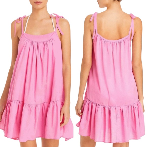 Aqua Other - AQUA Tiered Tie Shoulder Cotton Swim Cover-up Dress